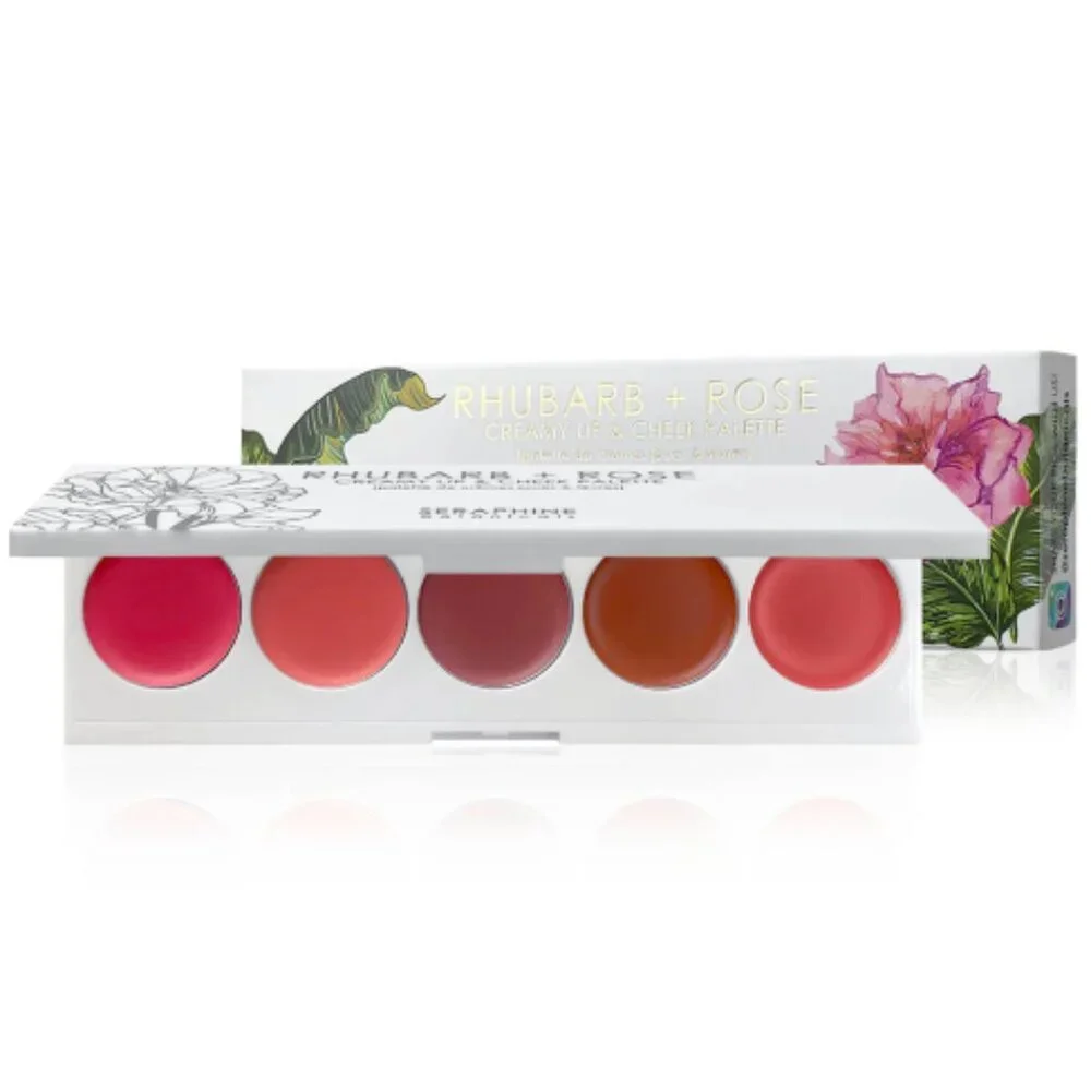Seraphine Botanicals Rhubarb + Rose Creamy Lip & Cheek Palette